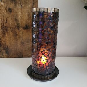 Mosaic Glass Pillar Candle Holder